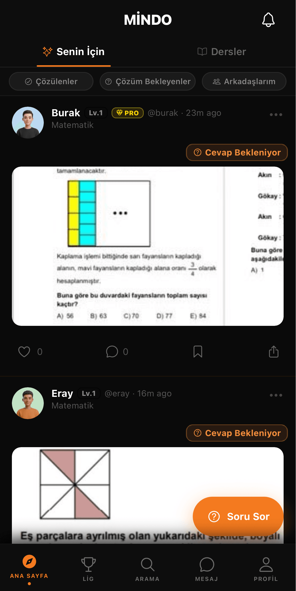 Mindo uygulaması ana ekranı