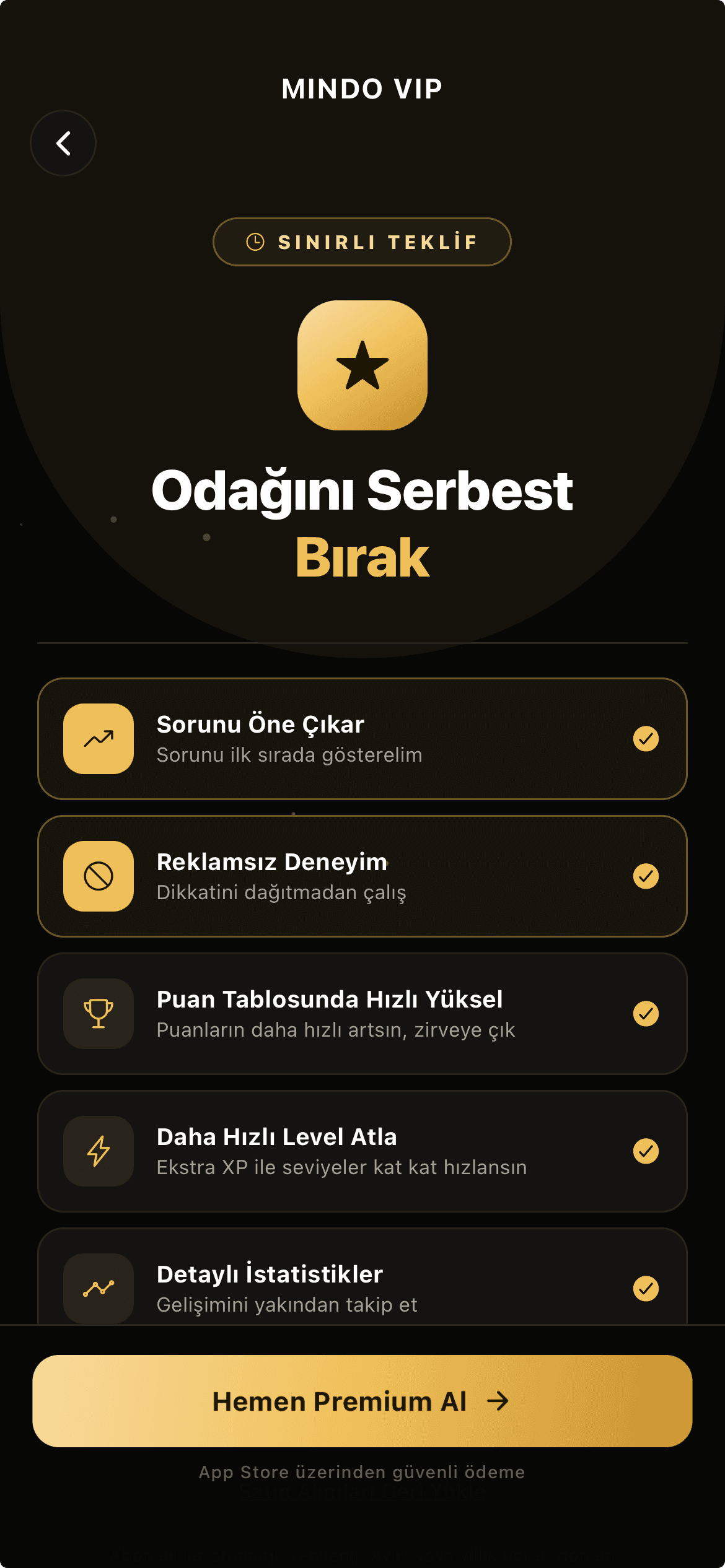 Mindo Premium ekranı